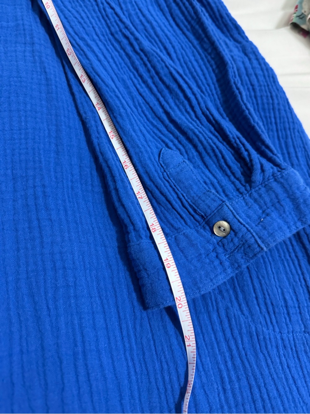 J. Jill Vibrant Blue 100% Cotton Gauze One Pocket Midi Shirtdress Large - Picture 7 of 15
